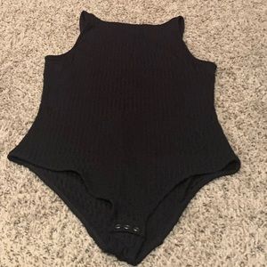 Abercrombie Black Strappy Crossover Open Bodysuit